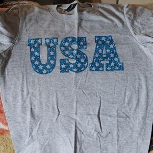 Gray T-Shirt with Blue USA Print